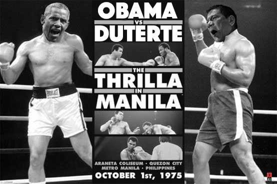 Barack Obama and Rodrigo Duterte photoshopped over Muhammad Ali and Joe Frazier