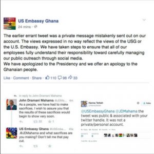 The US embassy caused a stir in Ghana