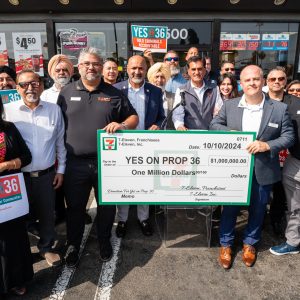 7-Eleven owners in Los Angeles show their support for Prop. 36.