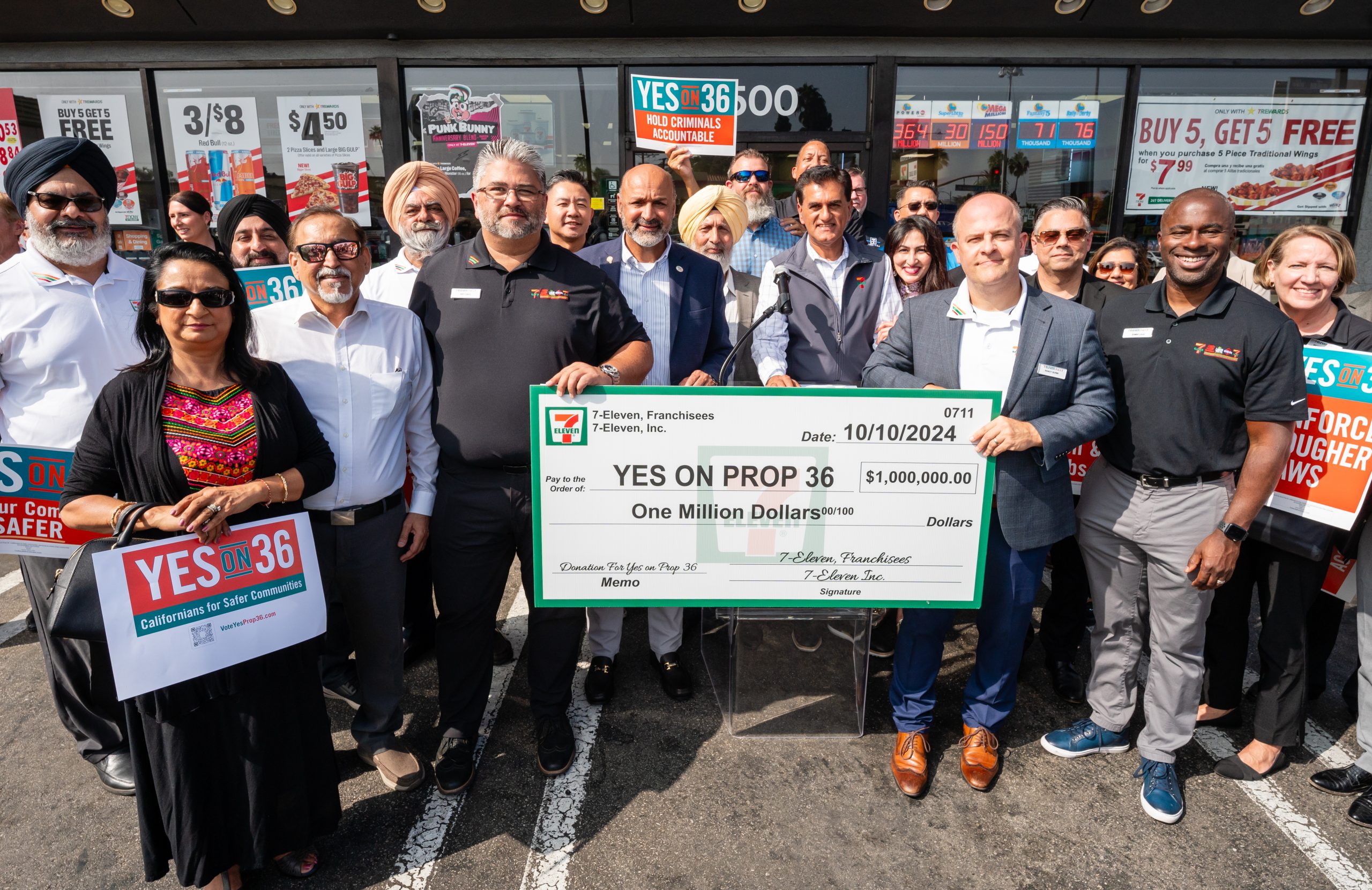 7-Eleven owners in Los Angeles show their support for Prop. 36.